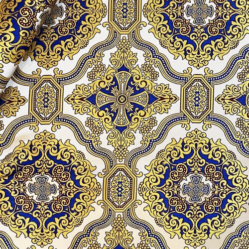 Парча для облачення «Хрещенська» біла з бордовим контуром