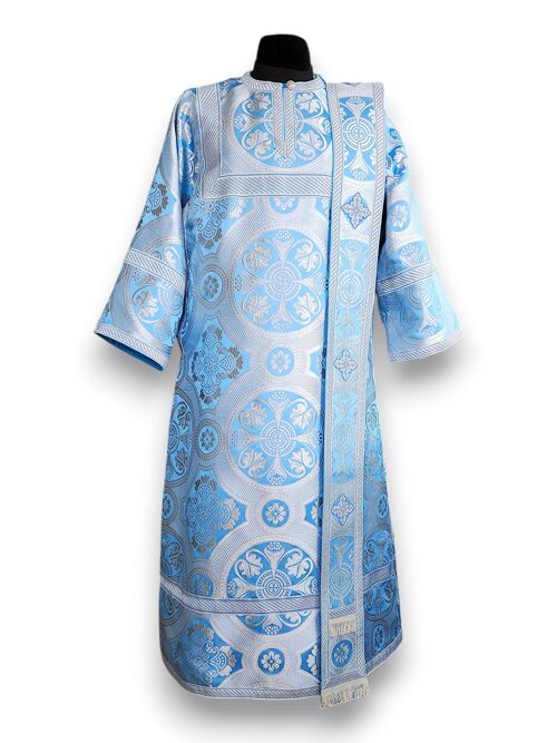 Light blue subdeacon's vestment made of (Drevlyanskaya) brocade