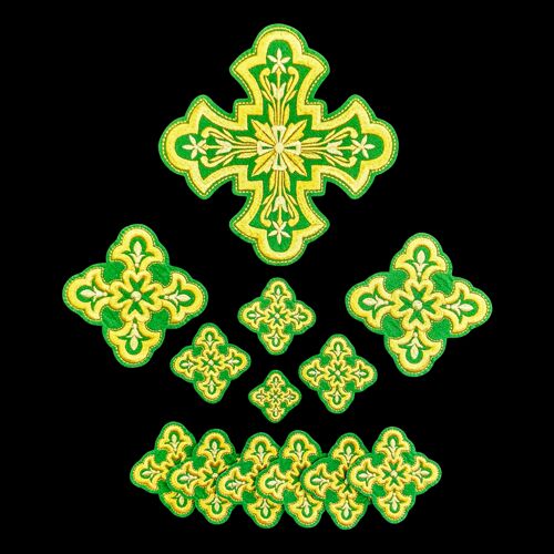 Set of crosses (Floral) green with gold