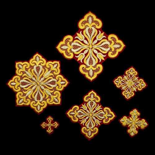 Set of embroidered crosses for priest vestments (Tulip)