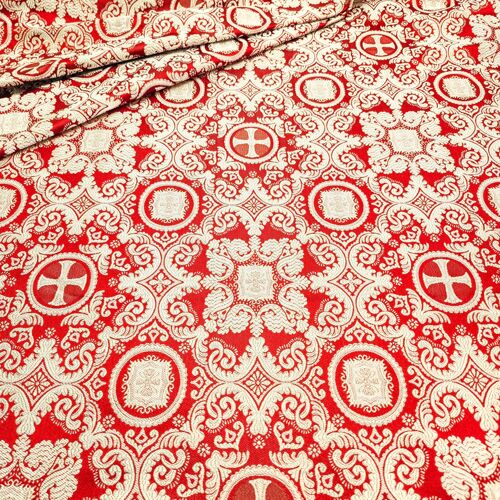 Greek Fabric red with silver (Feofania)