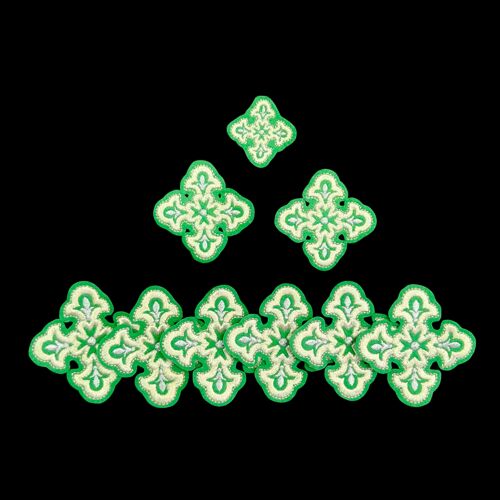 Stole set (Floral) green with silver