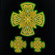 A set of embroidered crosses for the green deacon vestment (Easter) 