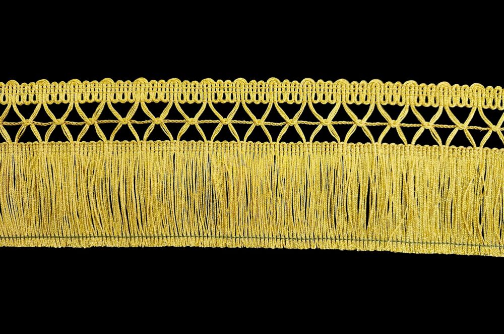 Бахрома из крученой нити на тесьме золото светлое 8см Бахрома из крученой нити на тесьме золото светлое 8см