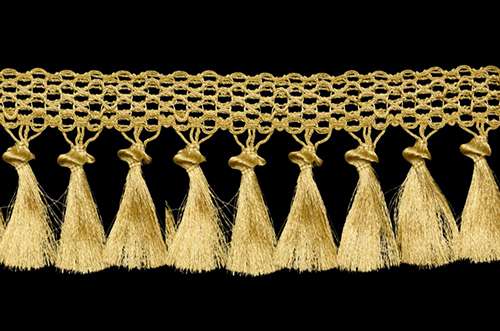 Бахрома «Кисти на тесьме» ширина 12,5 см в золоте