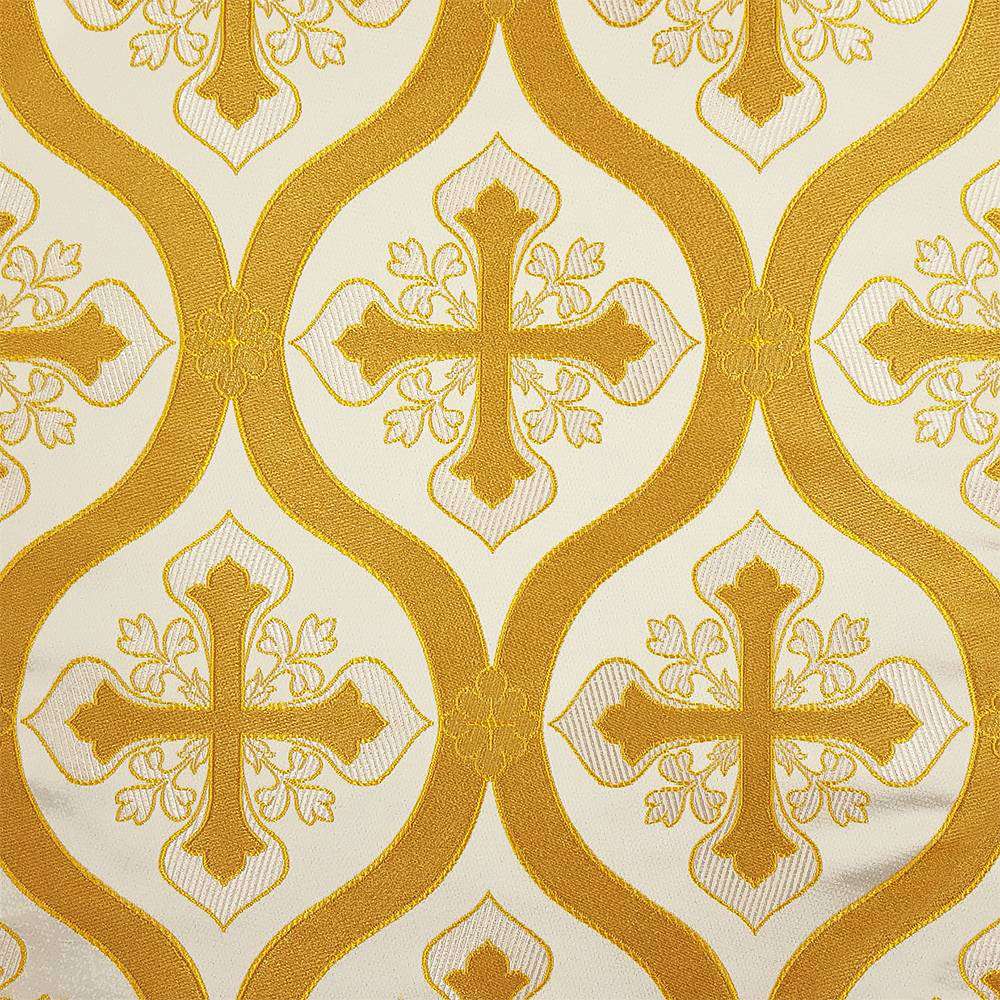 Ткань церковная белая с золотом «Никосия»