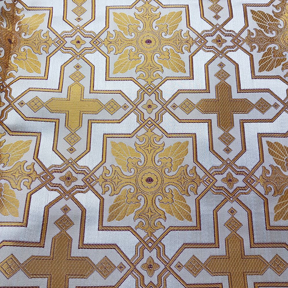 Парча греческая белая серый контур «Вера» Парча греческая белая серый контур «Вера»