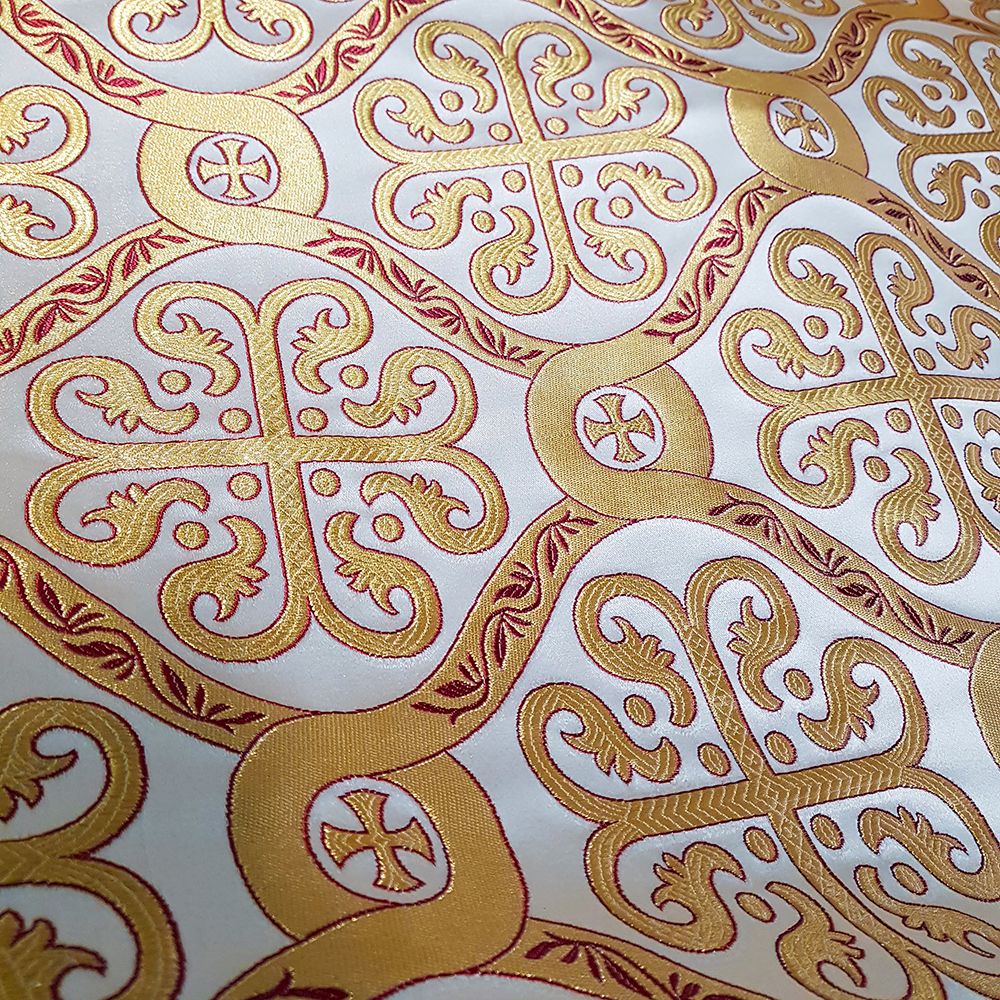 Парча греческая белая желтый «Преображенская» Парча греческая белая желтый «Преображенская»