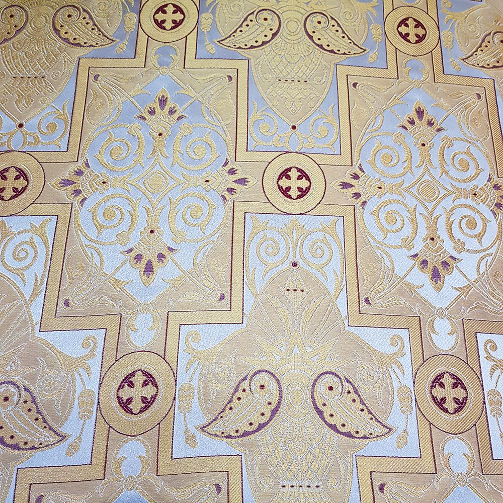 Парча греческая белая серый контур «Кумран» Парча греческая белая серый контур «Кумран»