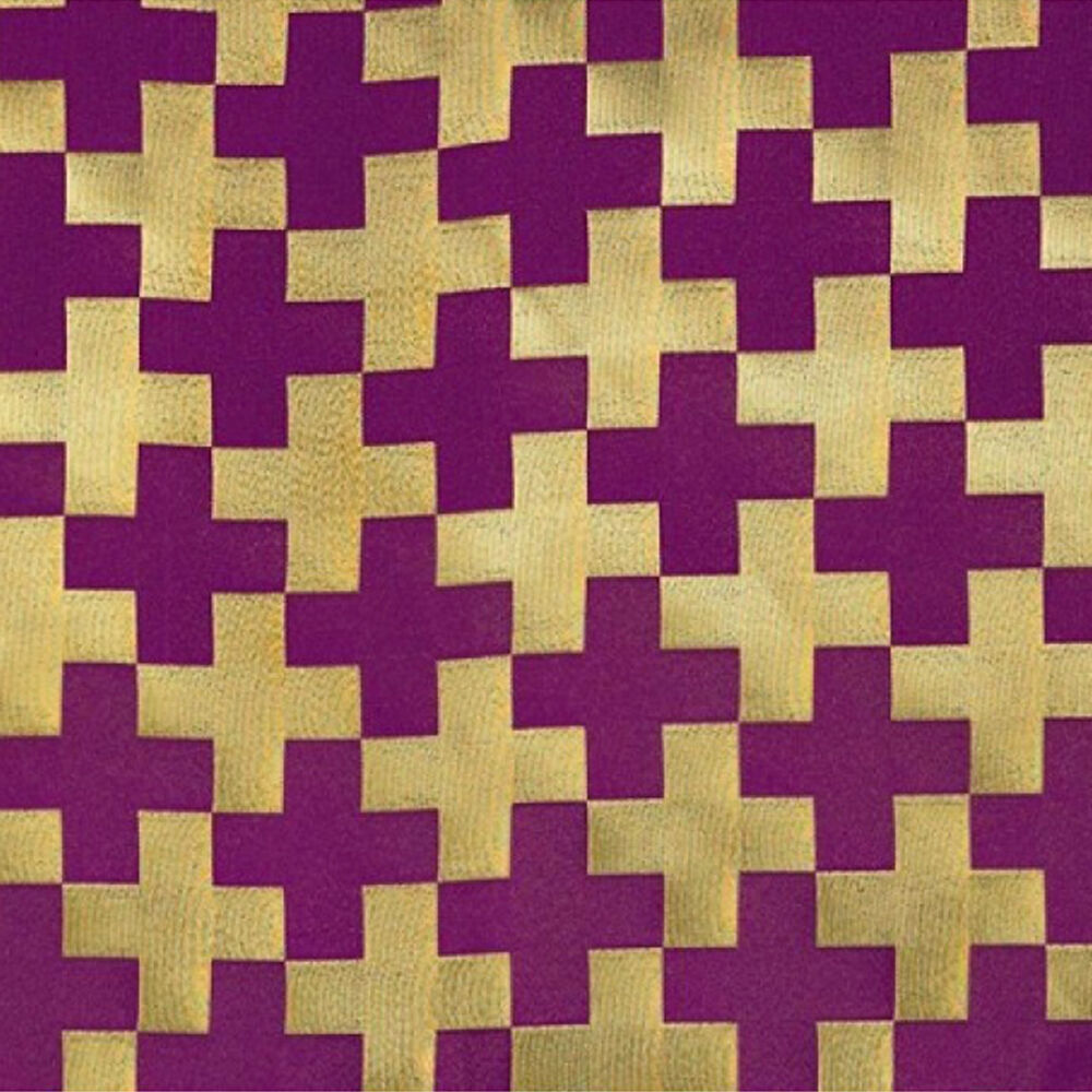 Ткань церковная для облачений фиолетовая «Крест полиставрий»