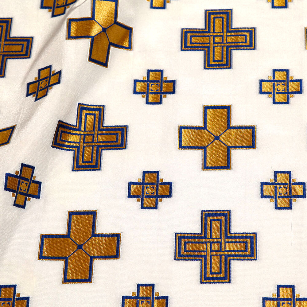 Ткань греческая синяя «Новгородский крест»