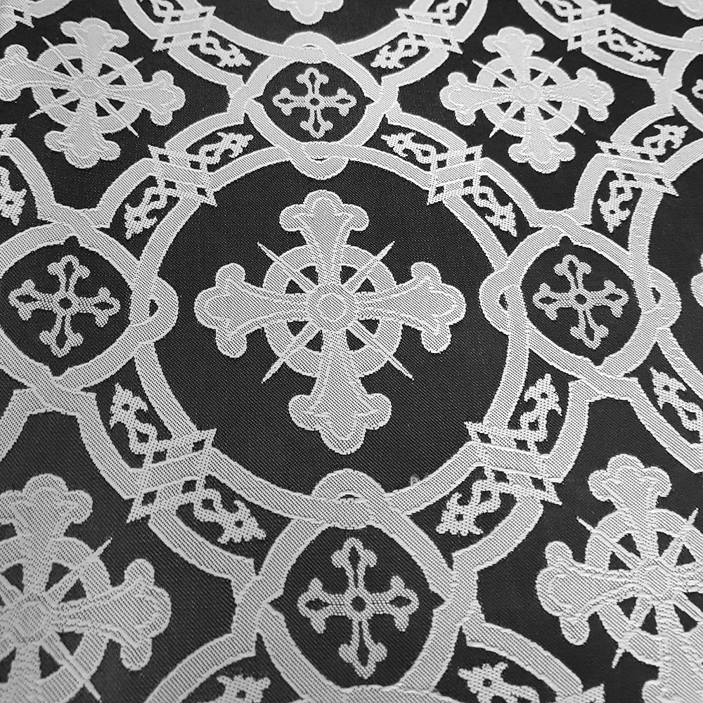 Ткань греческая черная белый «Крещенская»