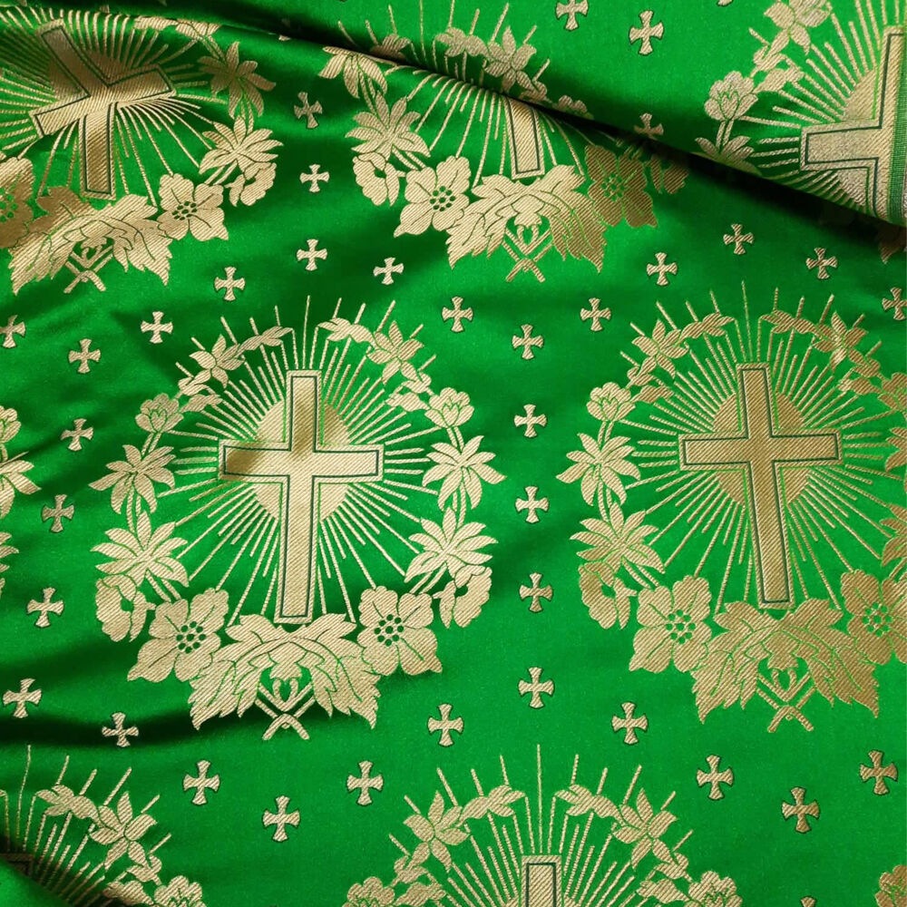 Парча церковная зеленая «Рождественская звезда»