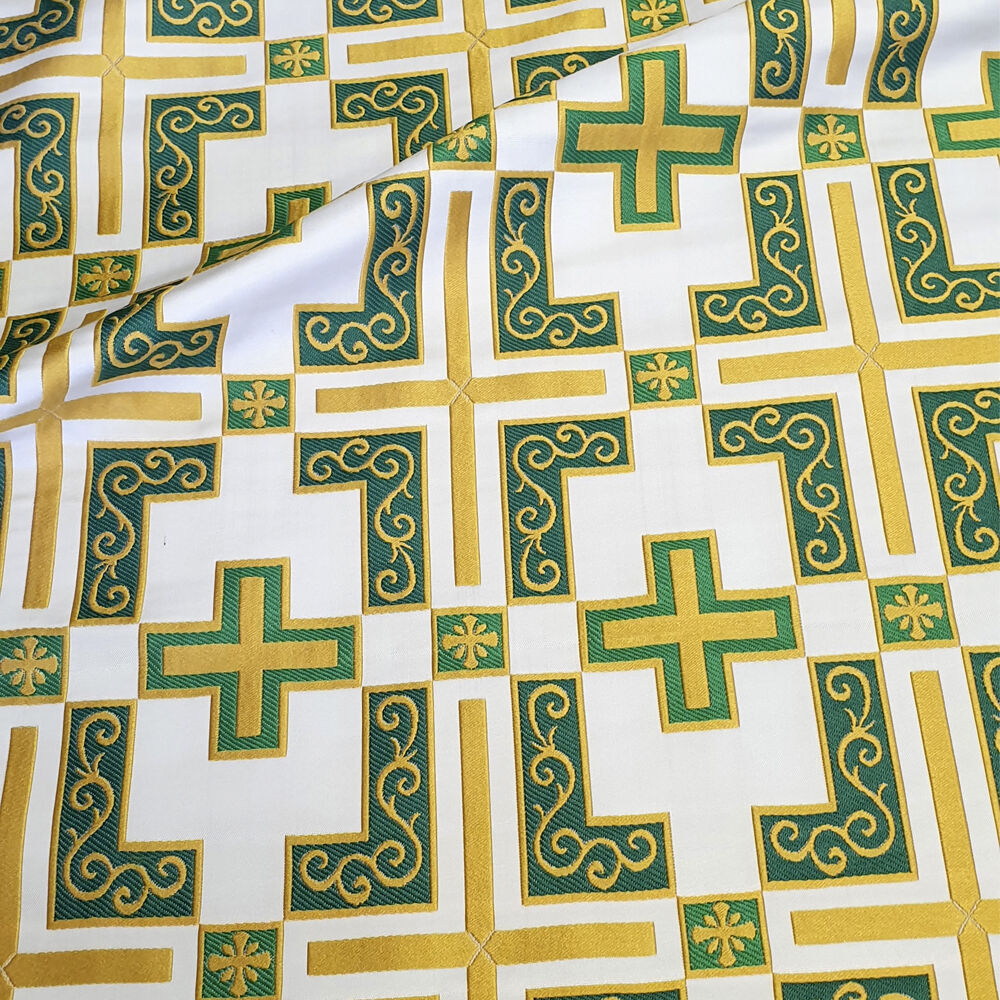 Ткань церковная зеленая «Латинский крест»