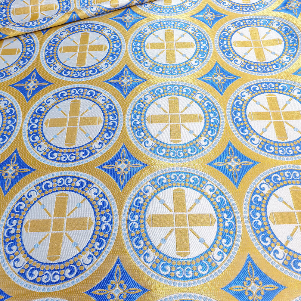 Ткань для церковных облачений «Византия» голубая