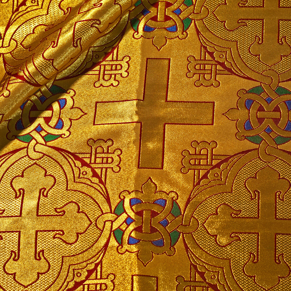 Ткань греческая желтая «Александрийский крест»