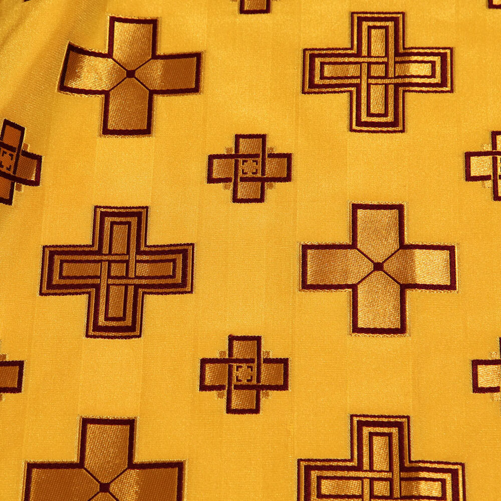 Ткань греческая желтая «Новгородский крест»