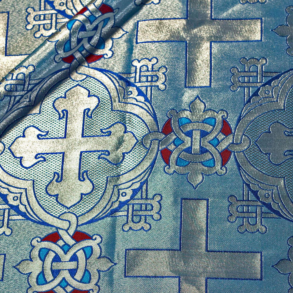 Ткань греческая голубая «Александрийский крест»