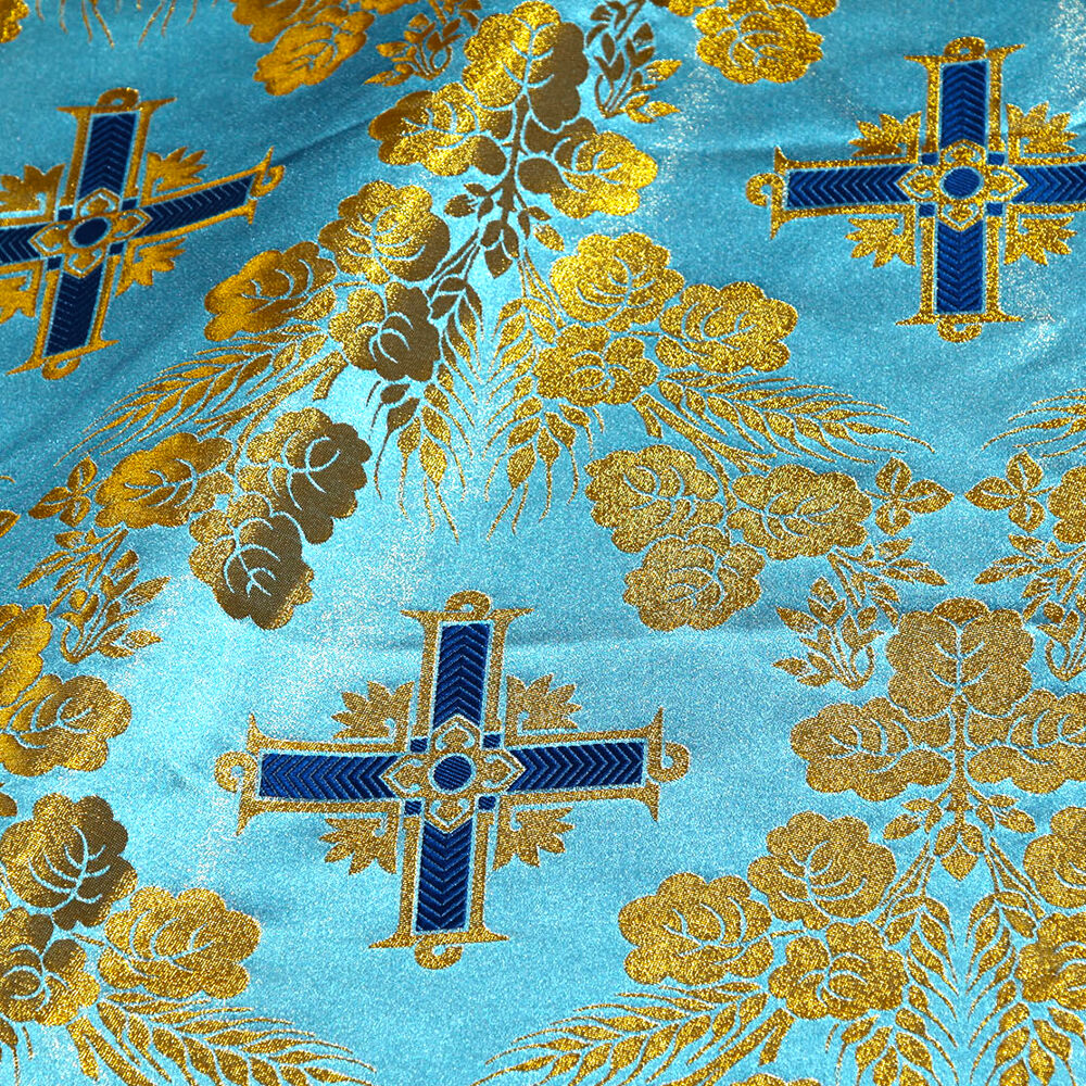 Ткань греческая голубая «Золотой колос»