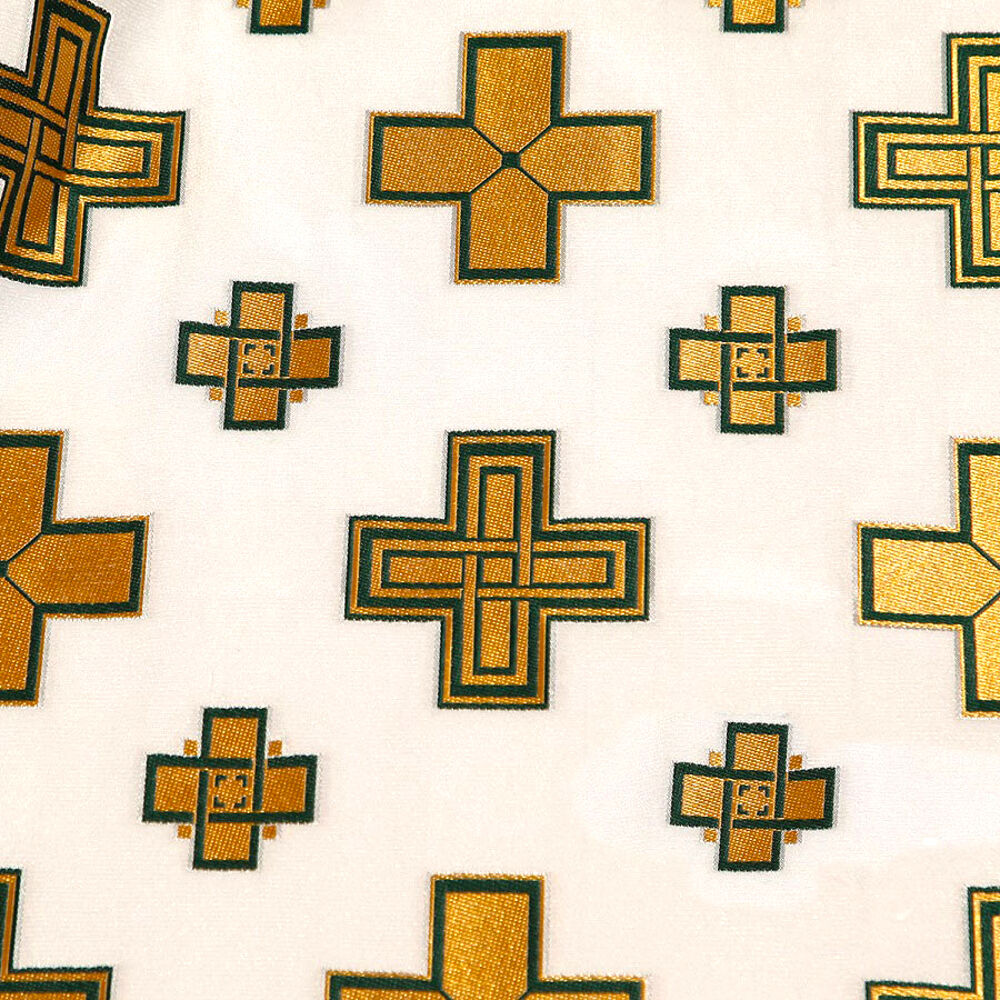 Ткань греческая зеленая «Новгородский крест»