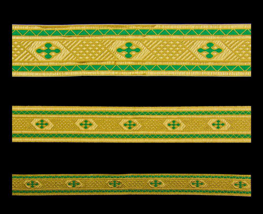 Галун «Вифлеемский крест» зеленый с золотом