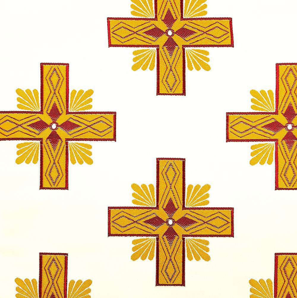 Ткань церковная белая с бордовым «Афон»