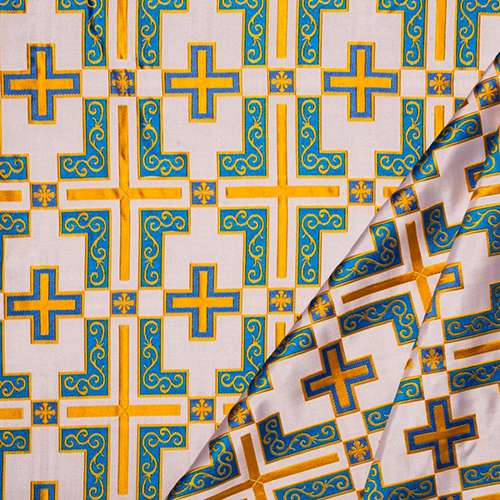 Ткань церковная голубая «Латинский крест»