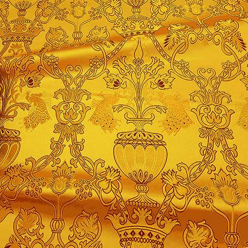 Ткань для церковных облачений желтая «Райский сад»