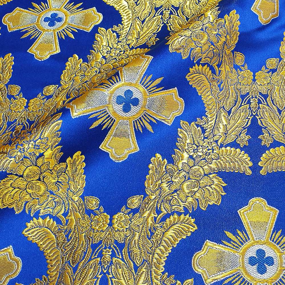 Парча синяя «Царский крест» Парча синяя «Царский крест»