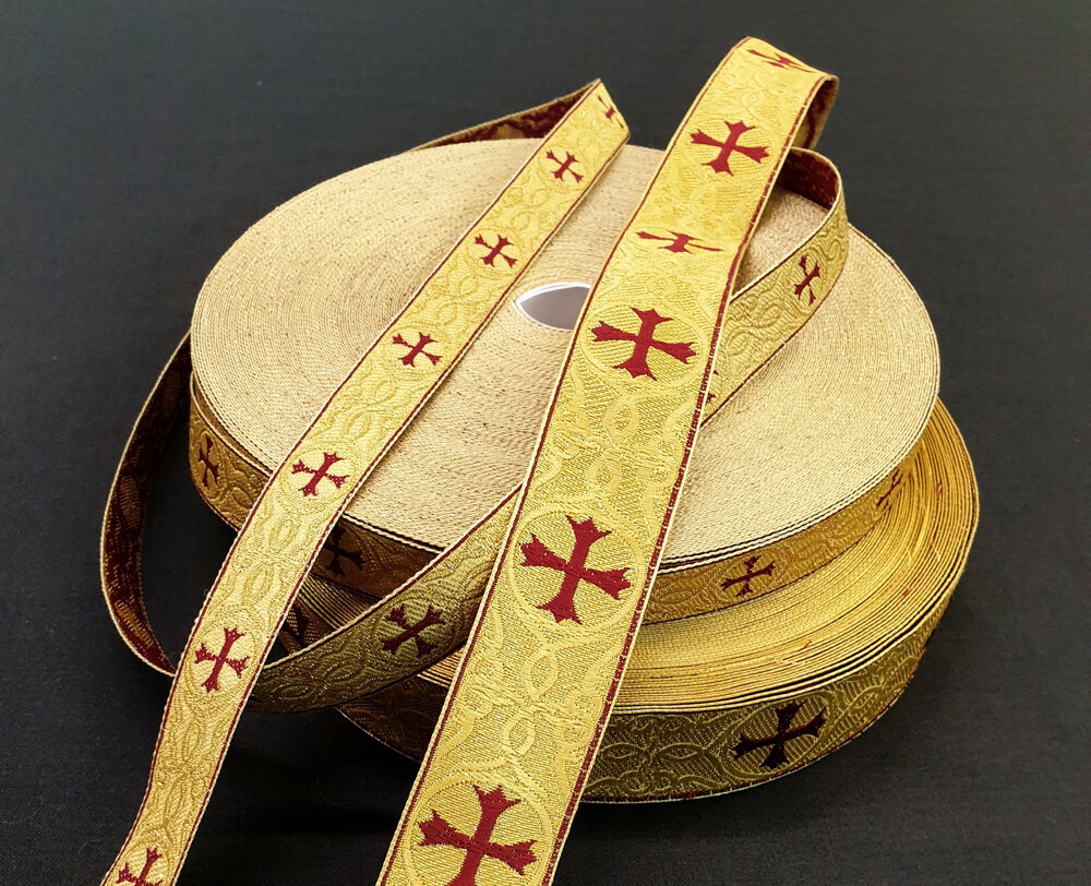 Галун для облачений бордовый с золотом Галун для облачений бордовый с золотом