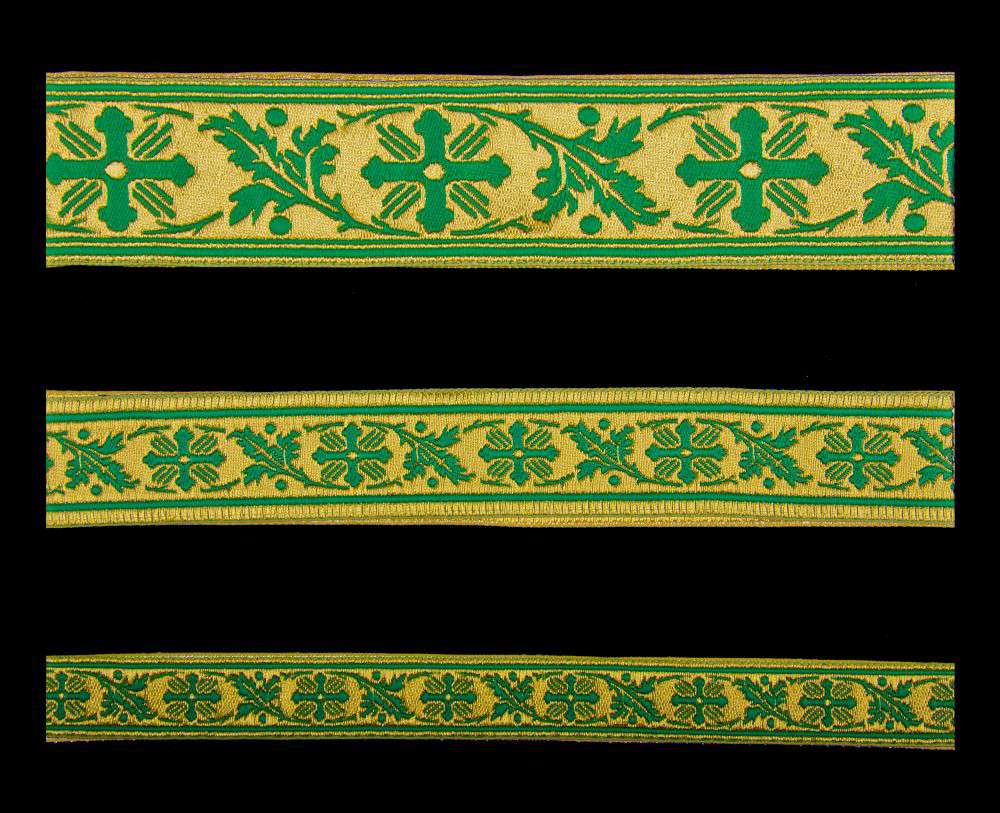 Галун «Виноградная лоза» зеленый с золотом Галун «Виноградная лоза» зеленый с золотом