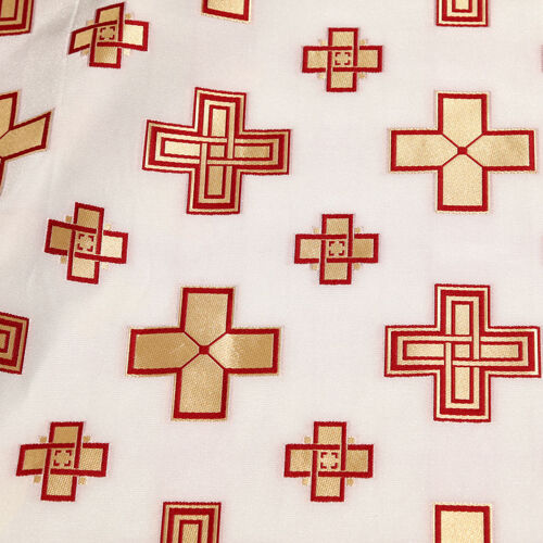 Ткань греческая красная «Новгородский крест»