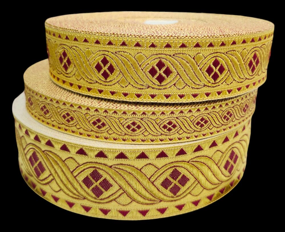 Галун бордовий з золотом «Мира» Галун бордовий з золотом «Мира»